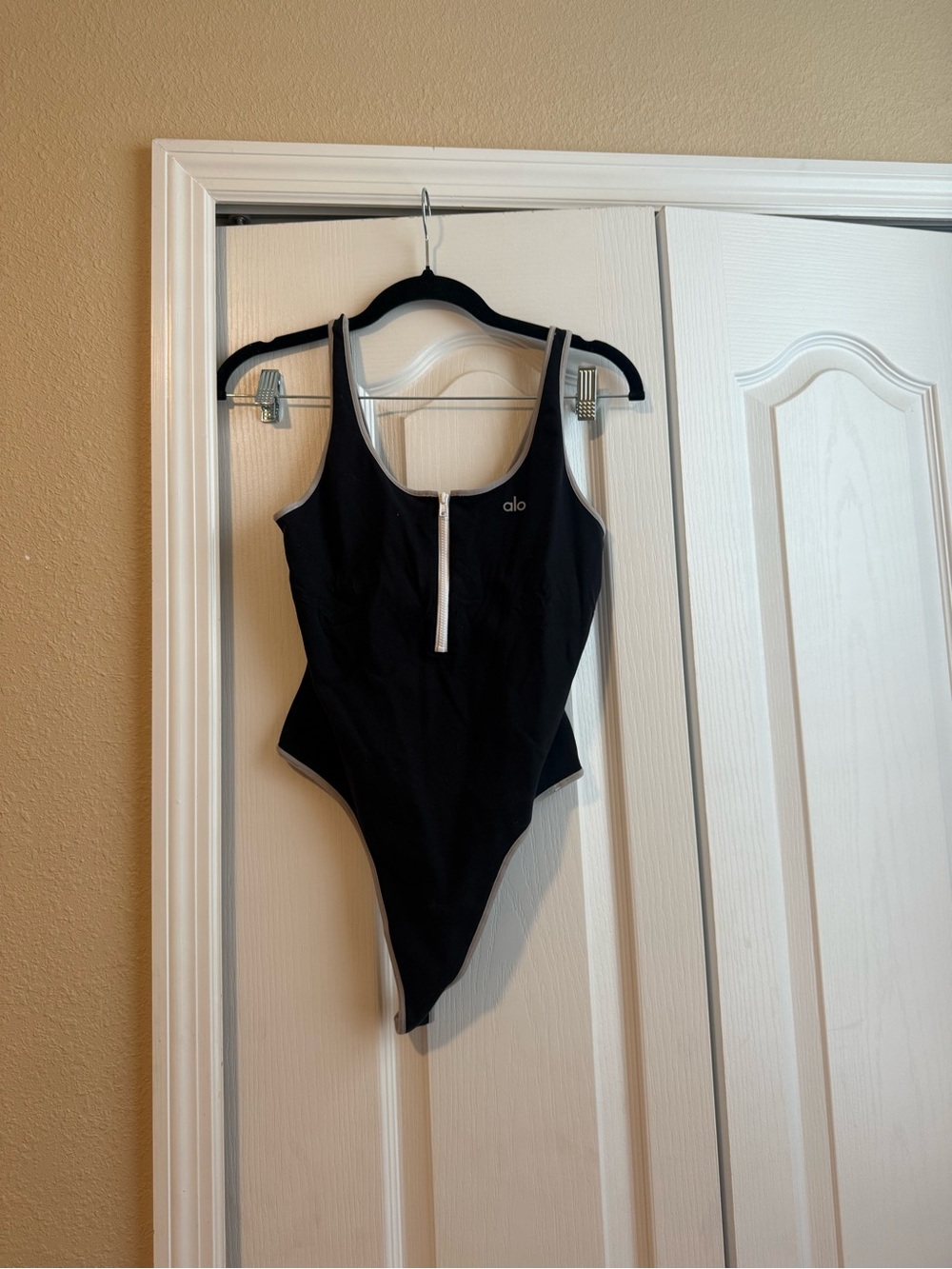 Alo Black One-Piece Zip-Front